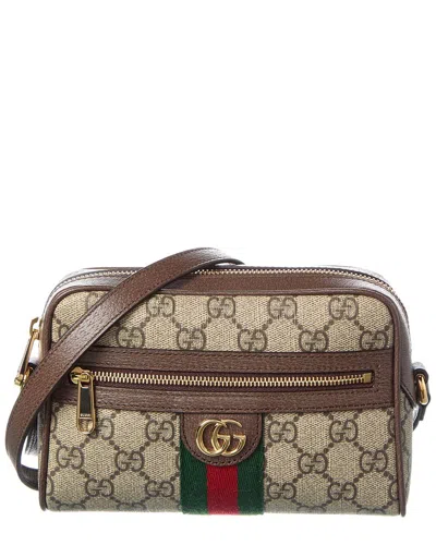 GUCCI GUCCI OPHIDIA MINI GG SUPREME CANVAS & LEATHER CAMERA BAG