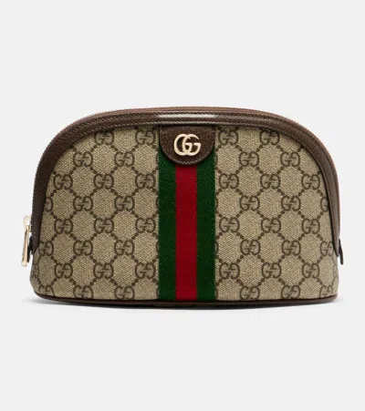GUCCI OPHIDIA SMALL LEATHER-TRIMMED MAKEUP BAG