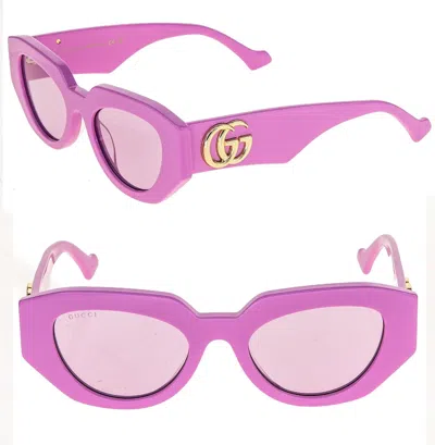 GUCCI GUCCI PINK 1421 GEOMETRIC GOLD LOGO GG1421S RUNWAY SUNGLASSES 004 AUTHENTIC