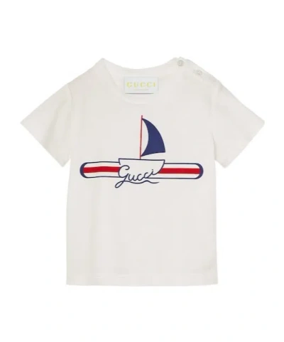 GUCCI GUCCI KIDS LOGO PRINTED CREWNECK T-SHIRT