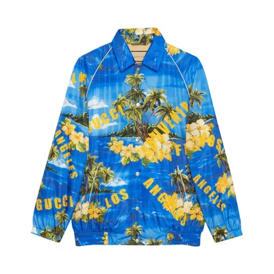GUCCI GUCCI PRINTED NYLON JACKET 'BLUE/YELLOW'