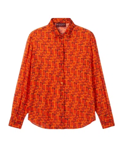 GUCCI GUCCI HORSEBIT PRINT LONG-SLEEVE SHIRT