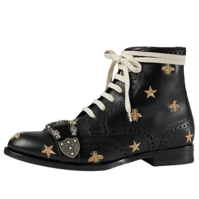 GUCCI Gucci Queercore Bee Accent Lace-Up Boots 'Black'