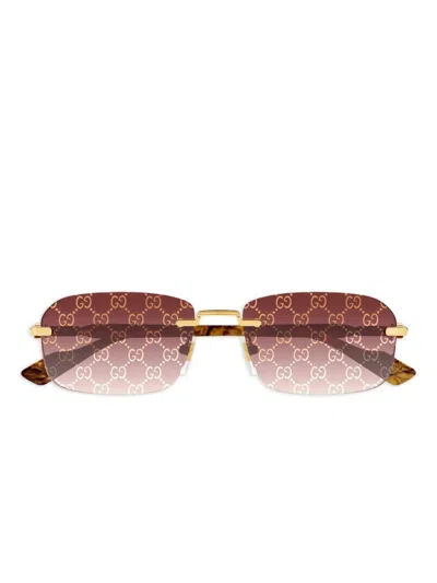 GUCCI RECTANGLE-FRAME "BROWN" SUNGLASSES