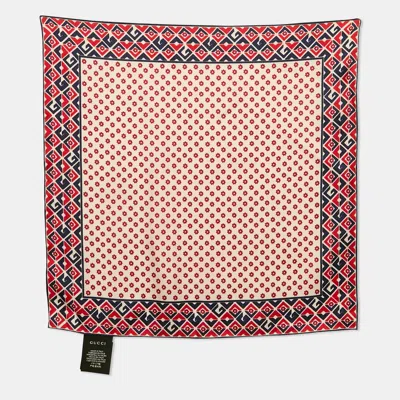 GUCCI RED/BLUE PLAINMETRIC SILK SQUARE SCARF/POCKET SQUARE