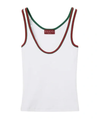 GUCCI GUCCI WEB DETAILED RIB TANK TOP