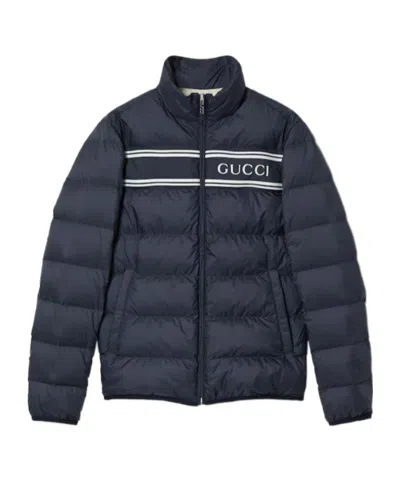 GUCCI GUCCI LOGO DETAILED ZIP-UP PADDED JACKET