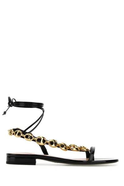 GUCCI SANDALI GUCCI MARINA CHAIN IN PELLE NERA DONNA