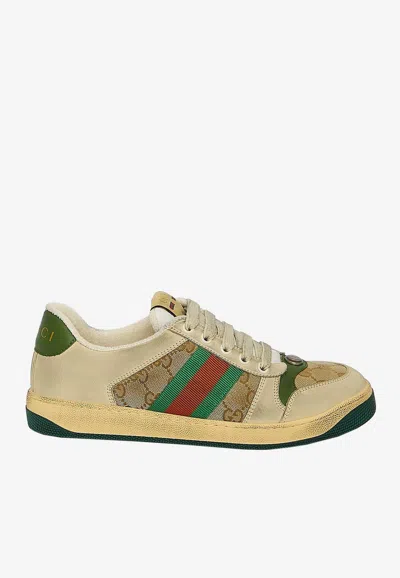 GUCCI SCREENER DISTRESSED LOW-TOP SNEAKERS