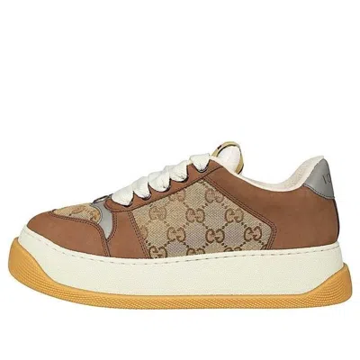 GUCCI Gucci Screener GG Leather Sneakers 'Brown Beige White'