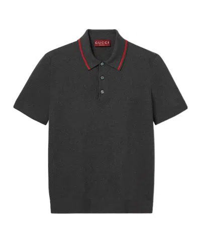 GUCCI SILK COTTON POLO SHIRT WITH WEB