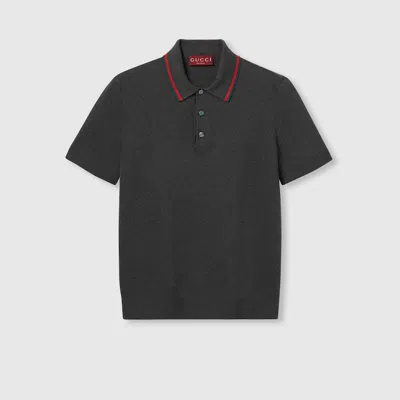 GUCCI GUCCI SILK COTTON POLO SHIRT WITH WEB