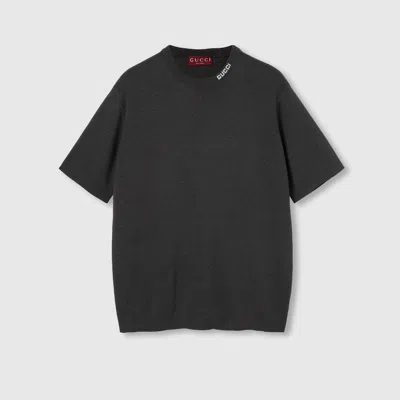 GUCCI GUCCI T-SHIRT AUS SEIDE UND BAUMWOLLE MIT INTARSIE