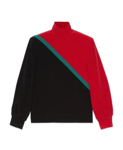 GUCCI GUCCI HIGH NECK COLOR BLOCKED SHIRT