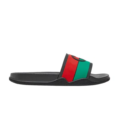 GUCCI GUCCI SLIDE 'INTERLOCKING G - BLACK RED GREEN'