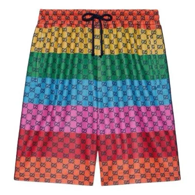 GUCCI Gucci SS21 Multicolor Double G Alphabet Pattern Lacing Knit Shorts