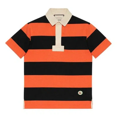 GUCCI Gucci SS21 Striped Cotton Polo With Patch 'Orange Black'