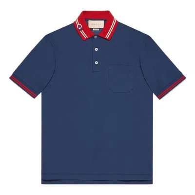 GUCCI Gucci SS22 Cotton piquet polo shirt with Interlocking G 'Dark Ink Red'