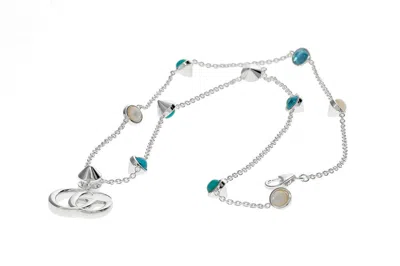 GUCCI GUCCI STERLING SILVER GEMSTONE GG NECKLACE YBB52739900100U