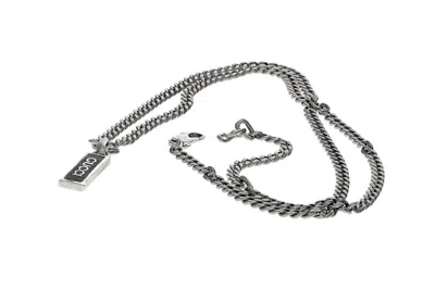 GUCCI GUCCI STERLING SILVER TAG NECKLACE WITH BLACK ENAMEL NECKLACE YBB67871400300U