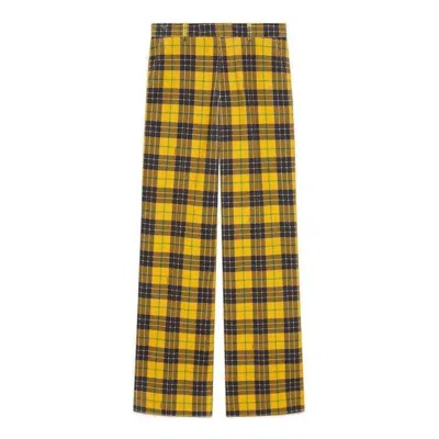 GUCCI Gucci Straight-Leg Checked Tartan Cotton Pant 'Yellow Blue'