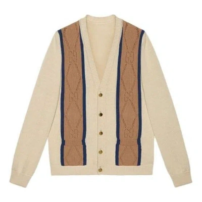 GUCCI Gucci Striped V-Neck Cardigan 'Beige Brown'