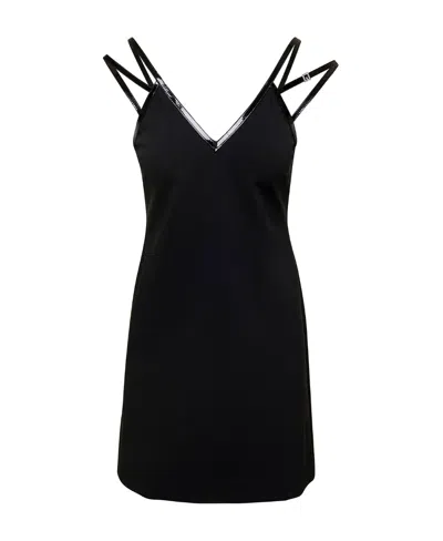 GUCCI GUCCI V-NECK DOUBLE STRAP MINI DRESS