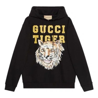 GUCCI Gucci Tiger Logo Cotton Sweatshirt 'Black Yellow'
