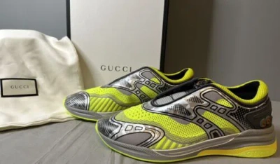 GUCCI GUCCI ULTRAPACE R GREY & NEON YELLOW SNEAKERS MEN’S SIZE 7 (US 7.5) AUTHENTIC