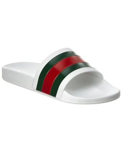 GUCCI GUCCI WEB RUBBER SLIDE SANDAL MEN'S 7