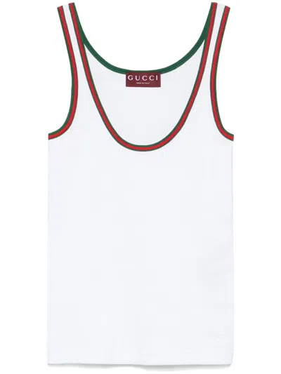 GUCCI WEB-STRIPE RIBBED TANK TOP