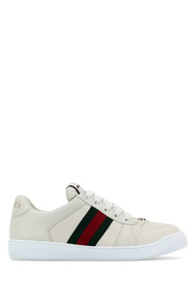 GUCCI WHITE LEATHER SCREENER SNEAKERS