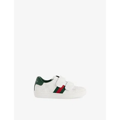 GUCCI WHITE/GRG/TEN.GREEN KIDS' GG SUPREME CANVAS TRAINERS EUR 32 / 13 UK