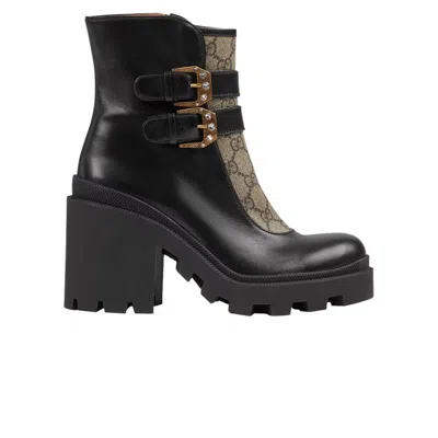 GUCCI GUCCI WMNS ANKLE BOOT 'BUCKLES - BLACK BEIGE'