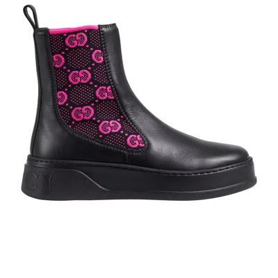 GUCCI GUCCI WMNS BOOT 'GG JERSEY - BLACK FUCHSIA'