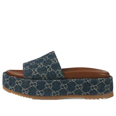GUCCI (WMNS) Gucci Angelina Platform 55 mm Sandal 'Jacquard Denim'