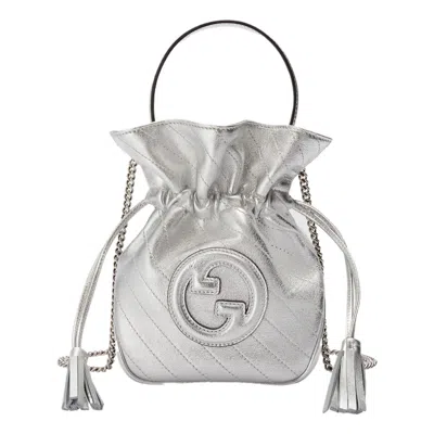 GUCCI (WMNS) Gucci Blondie Mini Bucket Bag 'Silver Leather'