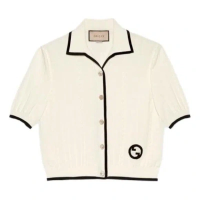 GUCCI (WMNS) Gucci Cotton cardigan with Interlocking G 'Ivory'