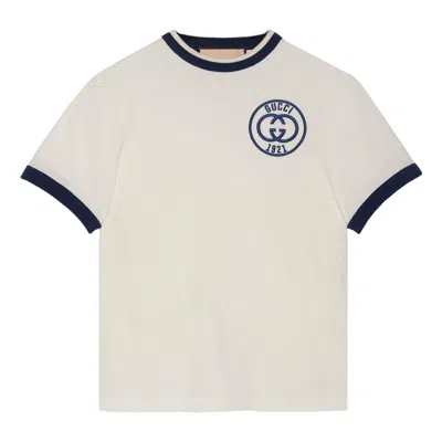 GUCCI (WMNS) Gucci Cotton jersey T-shirt with Gucci embroidery 'Off White'