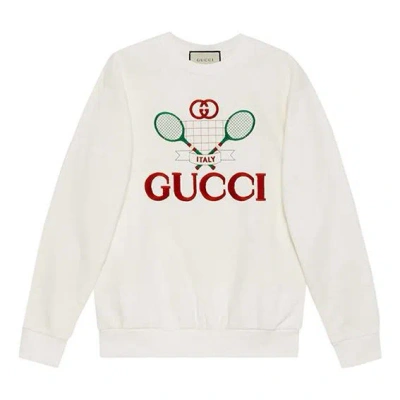 GUCCI (WMNS) Gucci Cotton Tennis Racket Print Sweatshirt For Ivory