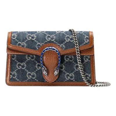 GUCCI (WMNS) Gucci Dionysus Logo Denim Messenger Bag Gray Blue / Brown Retro