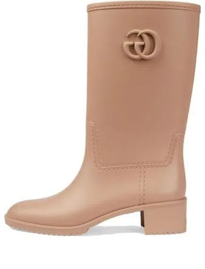 GUCCI (WMNS) Gucci Double G Rain Boot 'Light Brown Rubber'