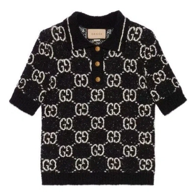 GUCCI (WMNS) Gucci Fine Cotton Polo Top 'Black Ivory'