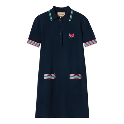 GUCCI (WMNS) Gucci Fine Embroidery Knit Dress 'Navy'