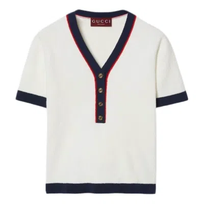 GUCCI (WMNS) Gucci FW24 Stretch Rib Cotton Top 'White Ancora'