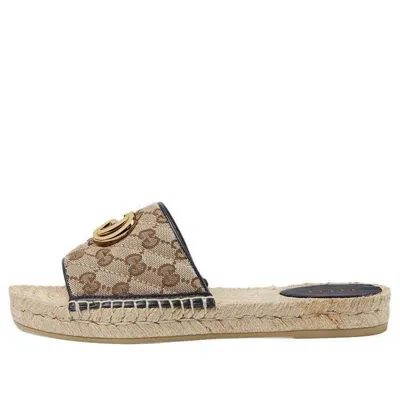 GUCCI (WMNS) Gucci GG matelass canvas espadrille sandal 'Brown'