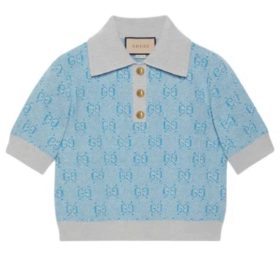 GUCCI (WMNS) GUCCI GG WOOL JACQUARD POLO 'LIGHT BLUE'