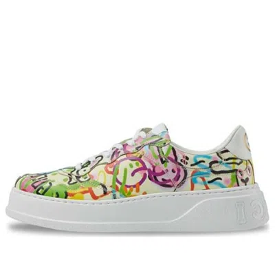 GUCCI (WMNS) Gucci Graffiti Print Platform Sneaker 'Ivory Multi Color'