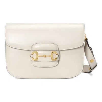 GUCCI (WMNS) Gucci Horsebit 1955 Retro Gold buckle Leather Shoulder Messenger Bag Small White Classic
