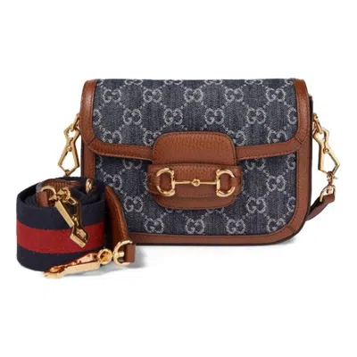 GUCCI (WMNS) Gucci Horsebit 1955 Retro Shoulder Messenger Bag 'Grey Blue Brown'